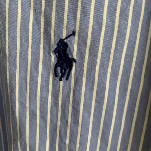 Blue with White Stripes Ralph Lauren Long Sleeve Button Down Shirt - Picture 4 of 7